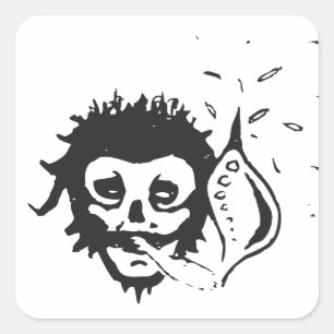 Sticker Carré crâne fumant