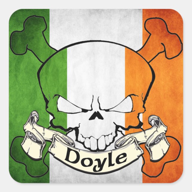 Sticker Carré Crâne irlandais Doyle (Devant)