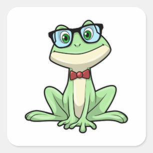Sticker Carré Cravate de lunettes pour étudiants Nerd grenouille