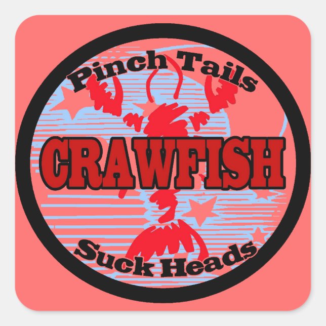 Sticker Carré Craw Dat ! Fleur de Lis, Crawfish, Craw Dat (Devant)
