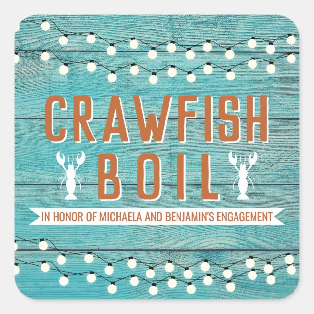 Sticker Carré Crawfish Boil Couples de douche (Devant)