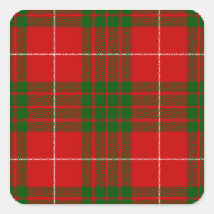 Sticker Carré Crawford tartan rouge vert plaid