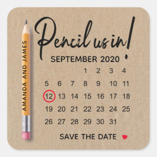 Sticker Carré Crayon dans notre calendrier Carton de rappel Sauv