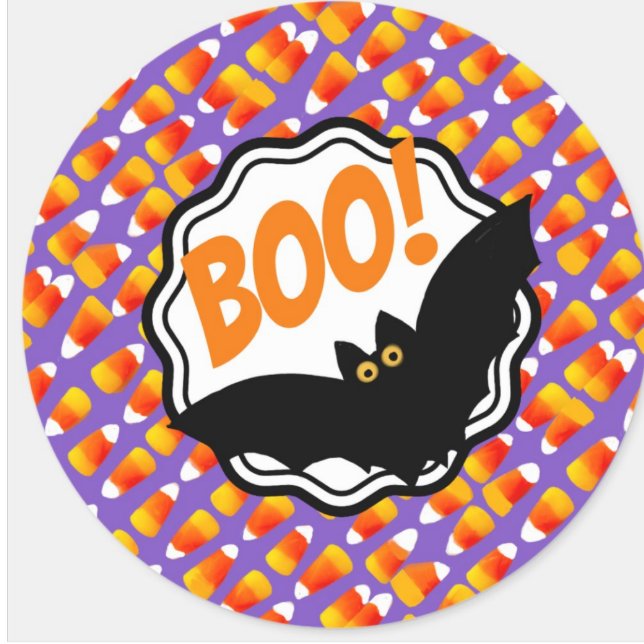 Sticker Carré Crazy Candy Corn Black Bat Boo! (Personalize it!)