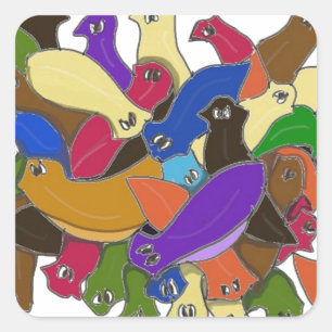 Sticker Carré Crazy Cross Eyed Planarian Worms Design 2