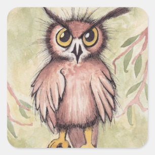 Sticker Carré Crazy Cute Owl