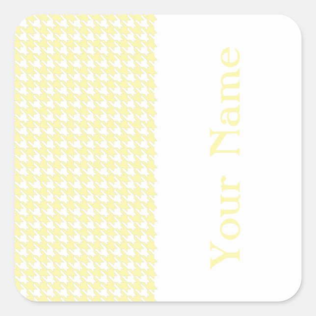 Sticker Carré Cream Modern Houndstooth avec nom (Devant)