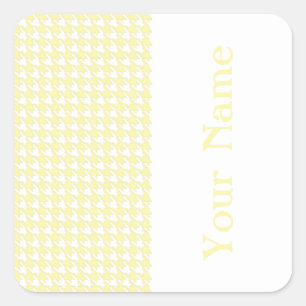 Sticker Carré Cream Modern Houndstooth avec nom