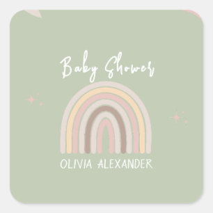 Sticker Carré Cream Pastel Simple minimaliste Baby shower