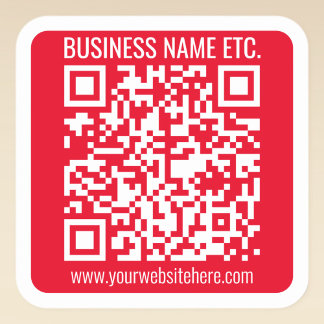 Sticker Carré Create Your Own QR Code w/Border | Red & White