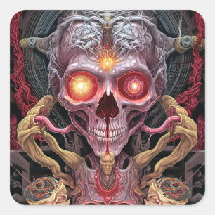 Sticker Carré Créature Alien Surreal Horror Art