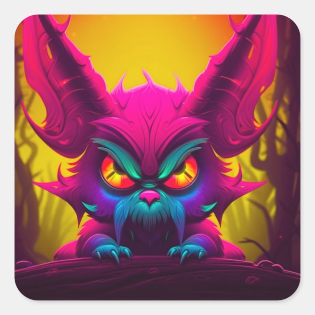 Sticker Carré Créature folle (Devant)