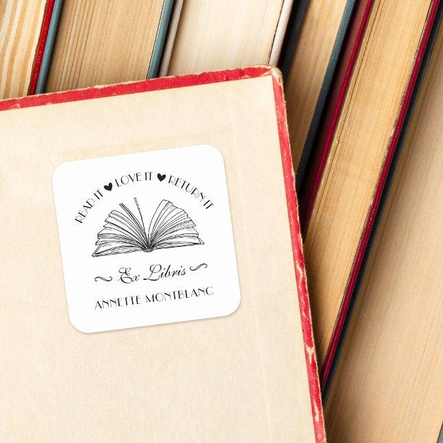 Sticker Carré Créer Votre Propre Nom Personnalisé Ex Libris Plaq (Créateur téléchargé)