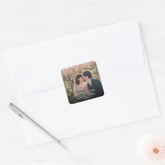Sticker Carré Créez vos propres phoques Mariages photo personnel (Enveloppe)