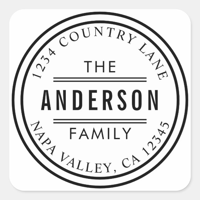Sticker Carré Créez votre propre adresse de retour circulaire (Devant)