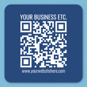 Sticker Carré Créez votre propre code QR Bleu