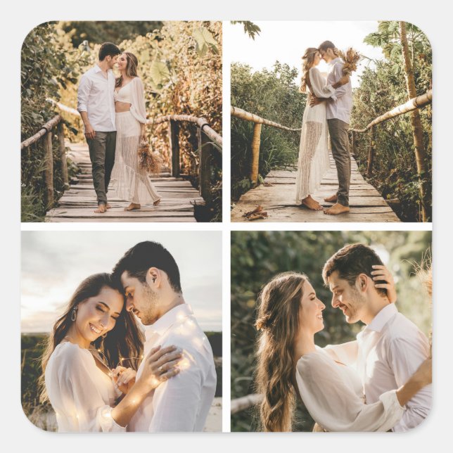 Sticker Carré Créez votre propre collage de 4 photos (Devant)