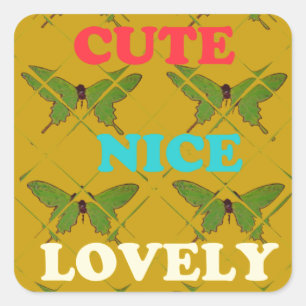 Sticker Carré Créez Votre Propre Cute Nice Beau Papillon Vintage