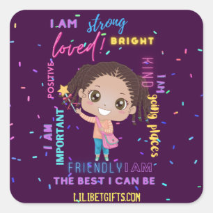 Sticker Carré Créez votre propre I AM - Affirmations positives d