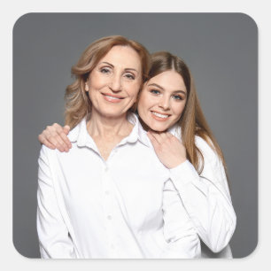 Sticker Carré Créez Votre Propre Photo Personnalisée Maman et Mo