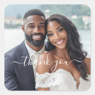 Sticker Carré Créez Votre Propre Remerciement de Mariage Photo
