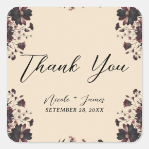 Sticker Carré Crème Beige Vintage Shabby Chic Humeur Florale
