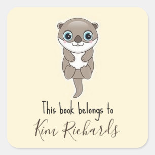 Sticker Carré Crème de loutre brune mignonne