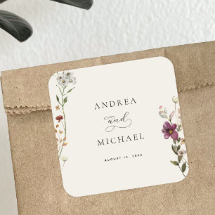 Sticker Carré Crème d'ivoire Fleur sauvage rustique Mariage roma