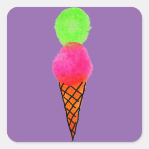 Sticker Carré Crème glacée pop art