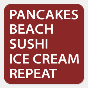Sticker Carré Crêpes Plage Sushi Glace Répéter