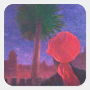 Sticker Carré Crépuscule rouge Jodhpur 2012 de turban