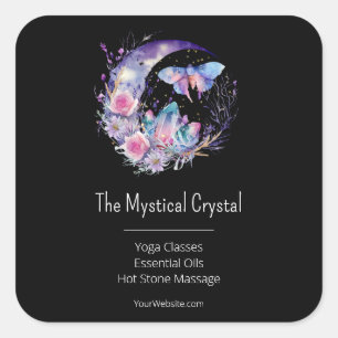 Sticker Carré Cristaux de Papillon Fleurs de Lune Croissante Spi