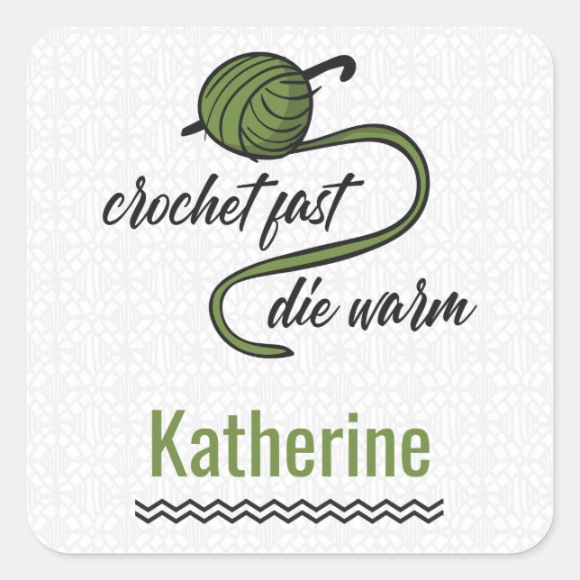 Sticker Carré Crochet Vert Olive Fast, Die Chaud (Devant)