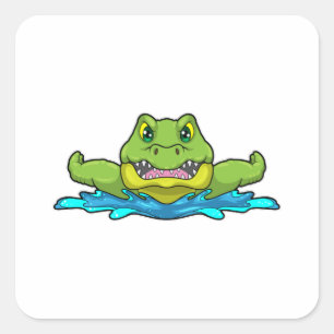 Sticker Carré Crocodile à nager dans l'eau