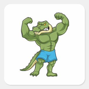 Sticker Carré Crocodile comme Bodybuilder extrême
