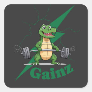 Sticker Carré Crocodile Gainz Gym   Exercice de musculation
