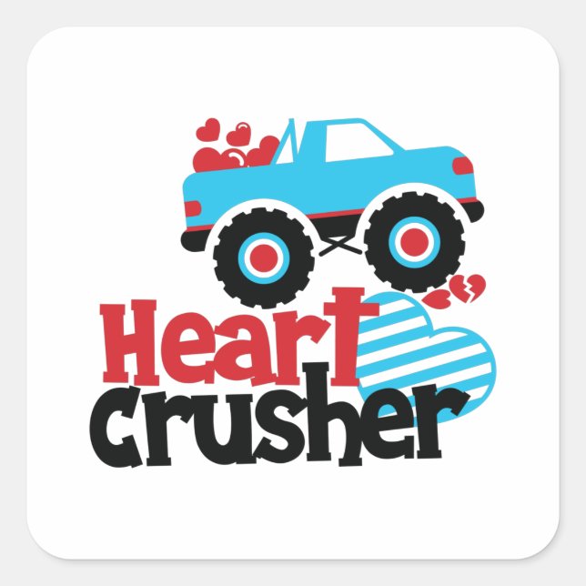 Sticker Carré Croisière Coeur de Camion Monster bleu Valentine (Devant)