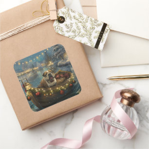 Sticker Carré Croisière festive de Noël du Bulldog