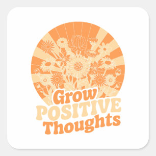 Sticker Carré Croissance des pensées positives - Floral inspiran