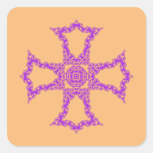 Sticker Carré Croix chrétienne rose Art moderne esthétique