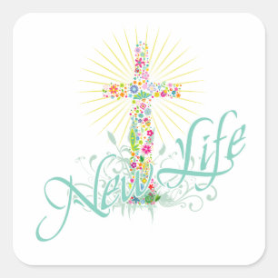 Sticker Carré Croix de Fleurs NL-1