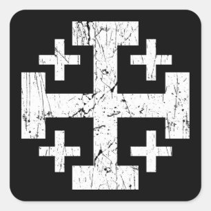 Sticker Carré croix terre sainte grunge symbole de religion Jéru