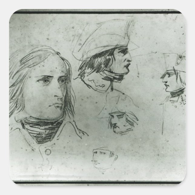 Sticker Carré Croquis de Napoléon Bonaparte, 1797 (Devant)