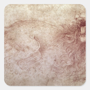 Sticker Carré Croquis d'un lion rugissant