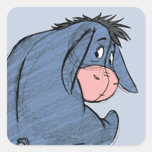 Sticker Carré Croquis Eeyore 1