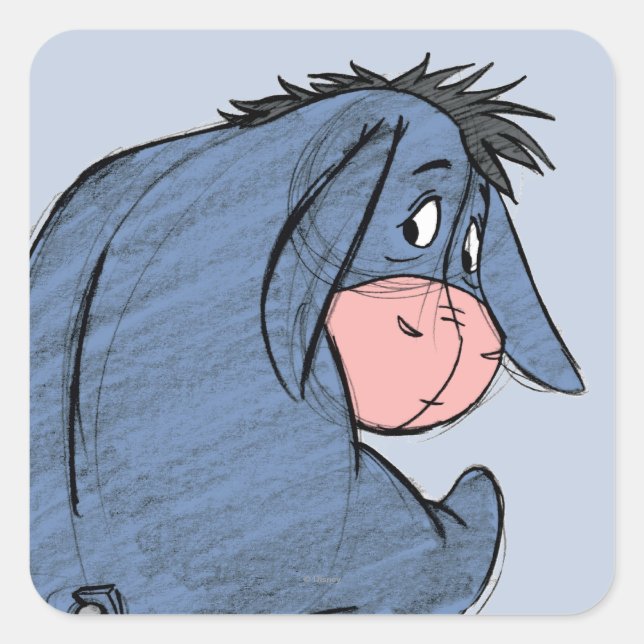 Sticker Carré Croquis Eeyore 1 (Devant)