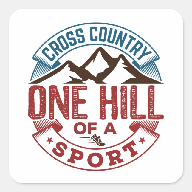 Sticker Carré Cross Country Une colline d'un sport (Devant)