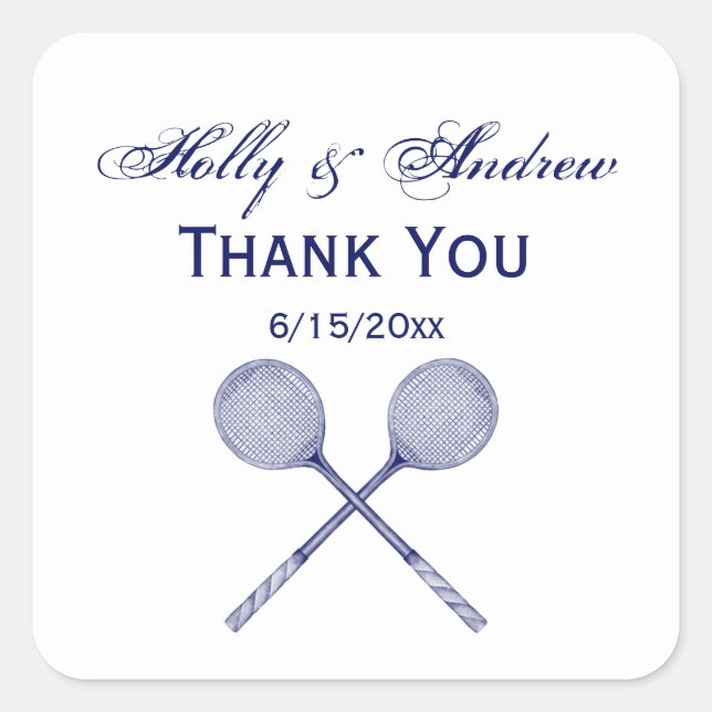 Sticker Carré Crossed Squash Racquets Blue (Devant)