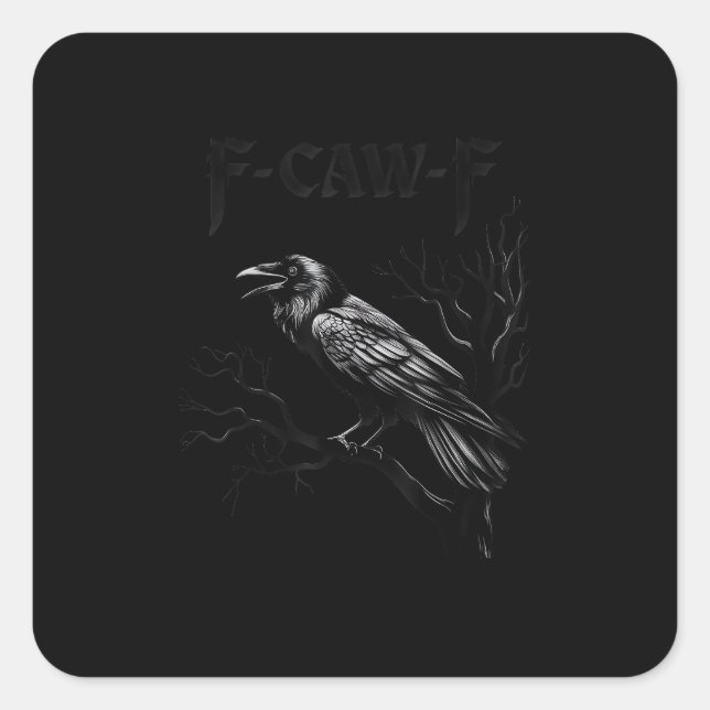 Sticker Carré Crow, F-Caw-F Bird Retro Classic (Devant)