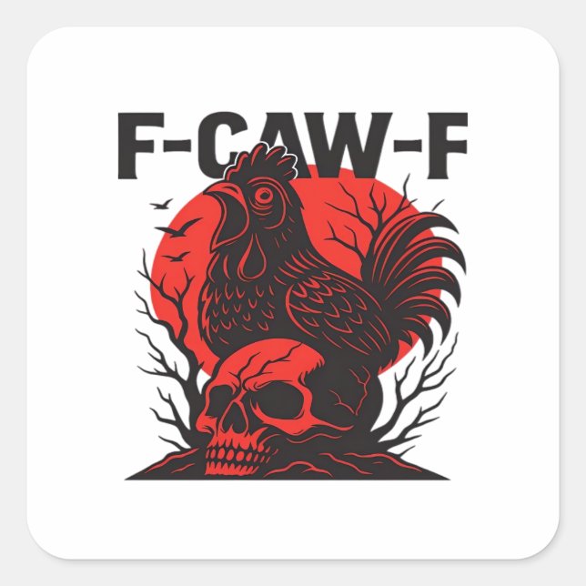 Sticker Carré Crow F-Caw-F Funny Gothic Humor (Devant)